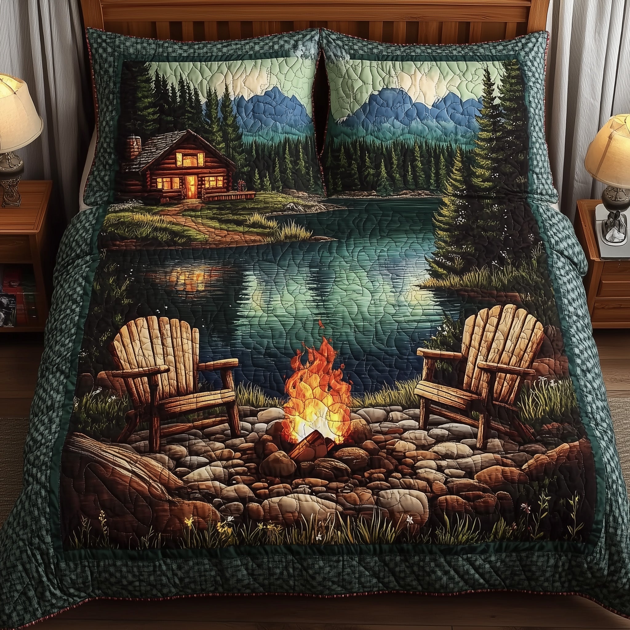 Nature Retreat Quilted Bedding Set Queen Bed Set Stepdad Gifts For Father's Day