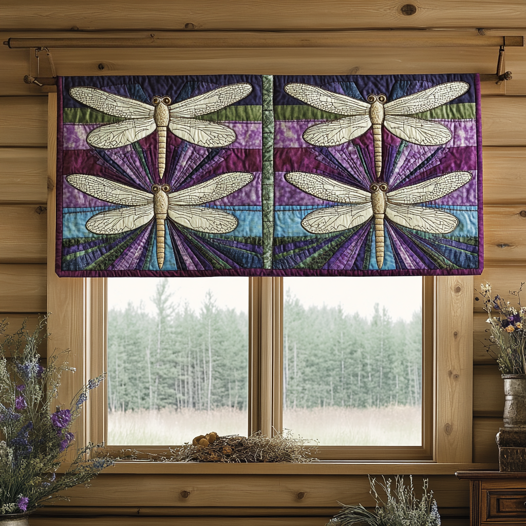 Nature Whisper Quilted Valance Christmas Decor Gift For Someone Who Loves Dragonflies