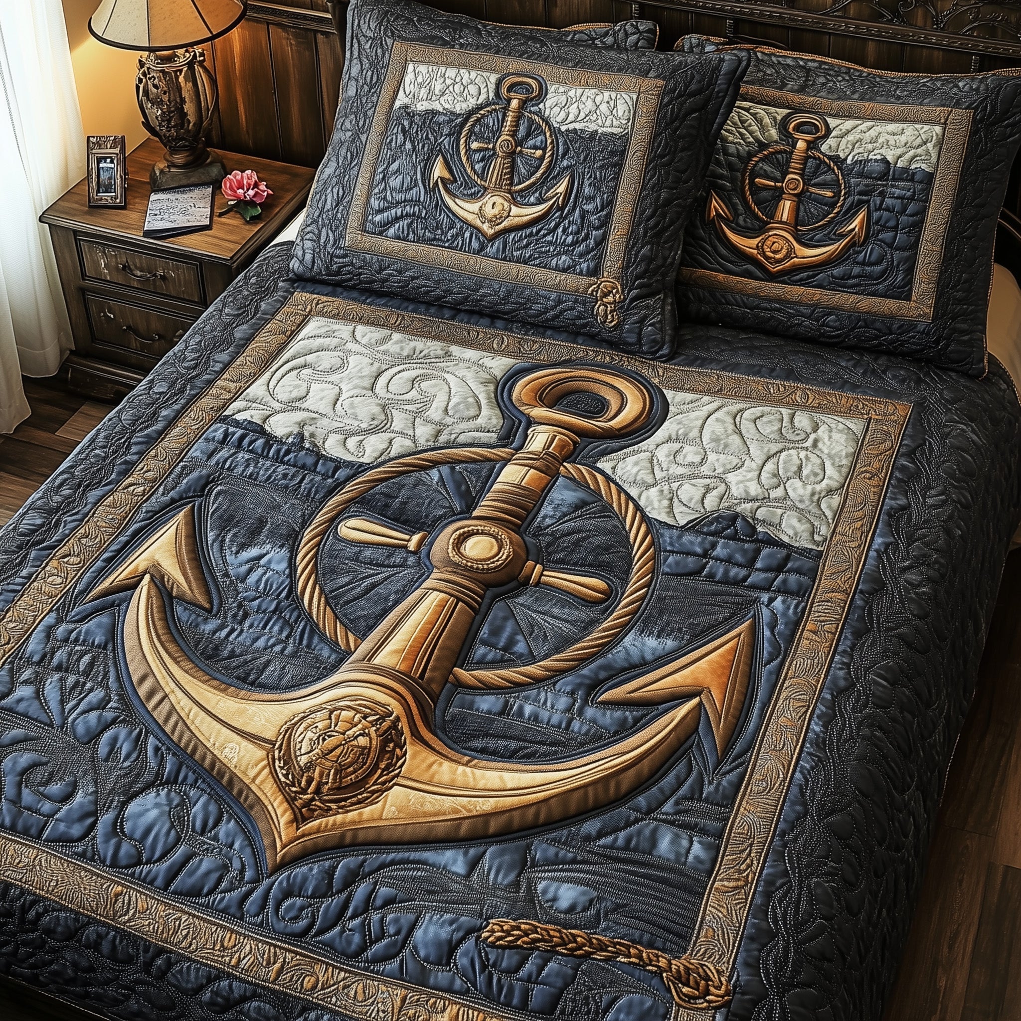 Nautical Anchor Quilted Bedding Set Best Bedding Sets Anchor Gifts For Her