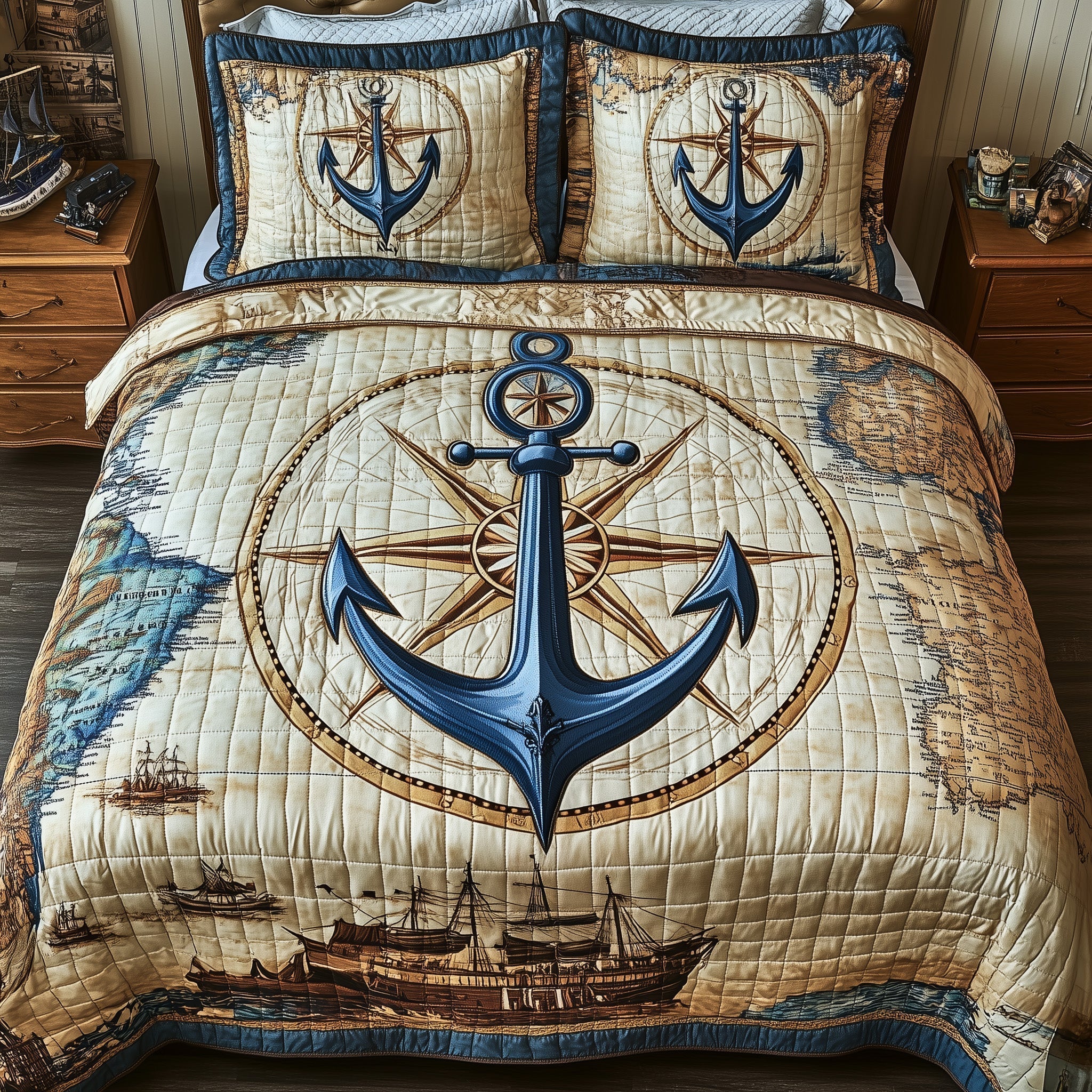 Nautical Anchor Quilted Bedding Set Unique Sheet Sets Anchor Gifts For Him