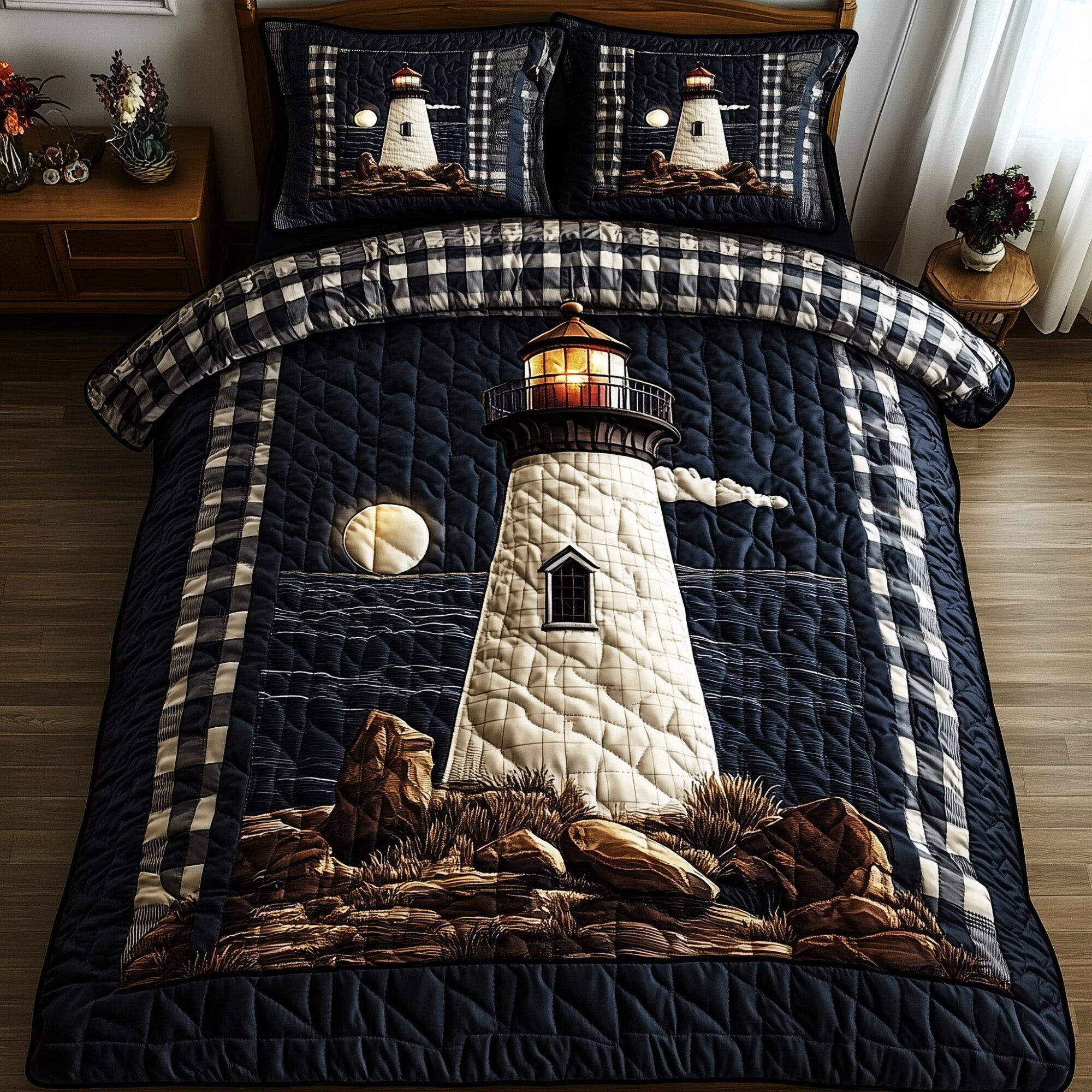 Nautical Lighthouse Quilted Bedding Set Lighthouse And Sailor Design Bedding Gifts