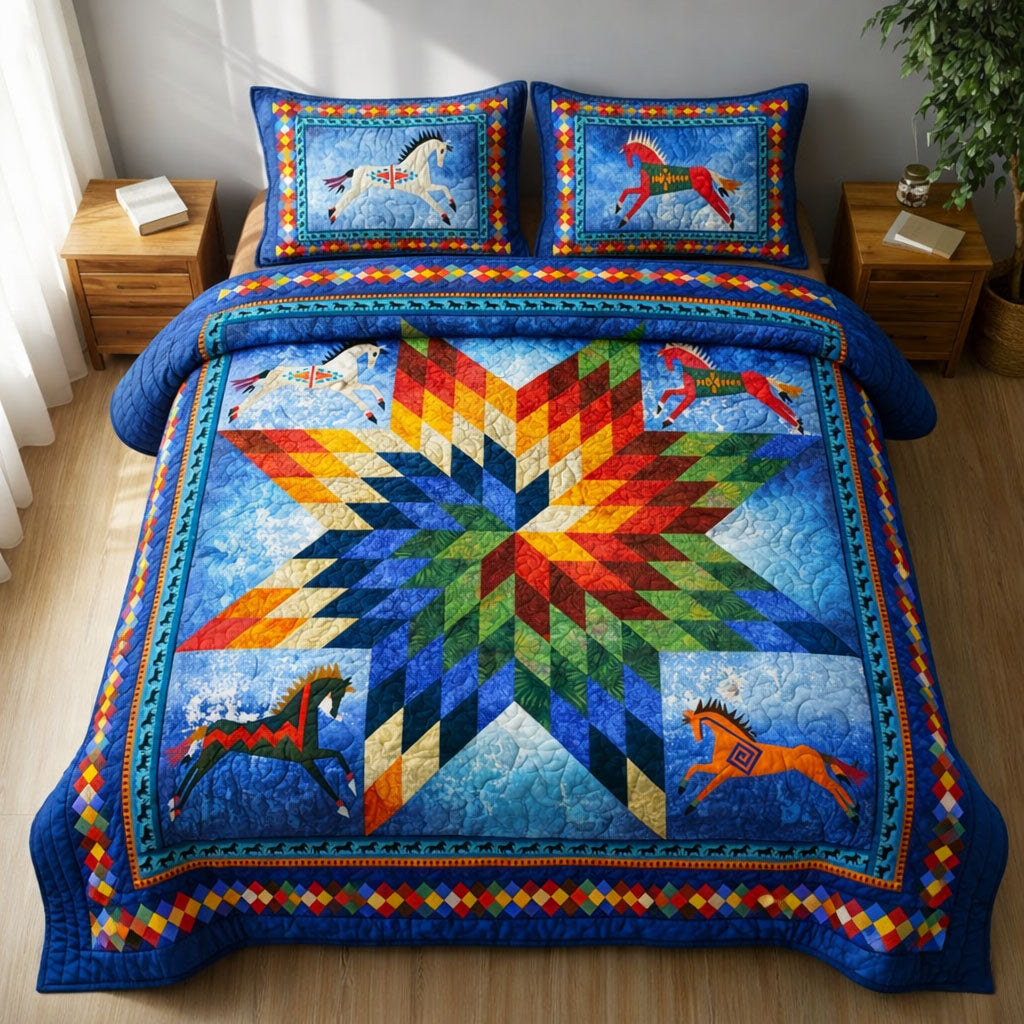Navetive Horse Quilted Bedding Set Bedroom Ideas Native American Gifts For Her