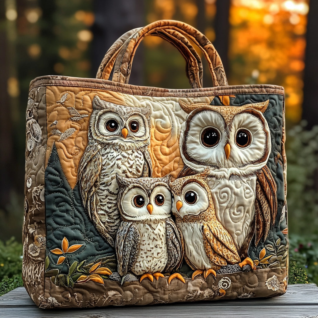 Nightwatcher Quilted Tote Bag Cute Shoulder Bags Owl Theme Gifts