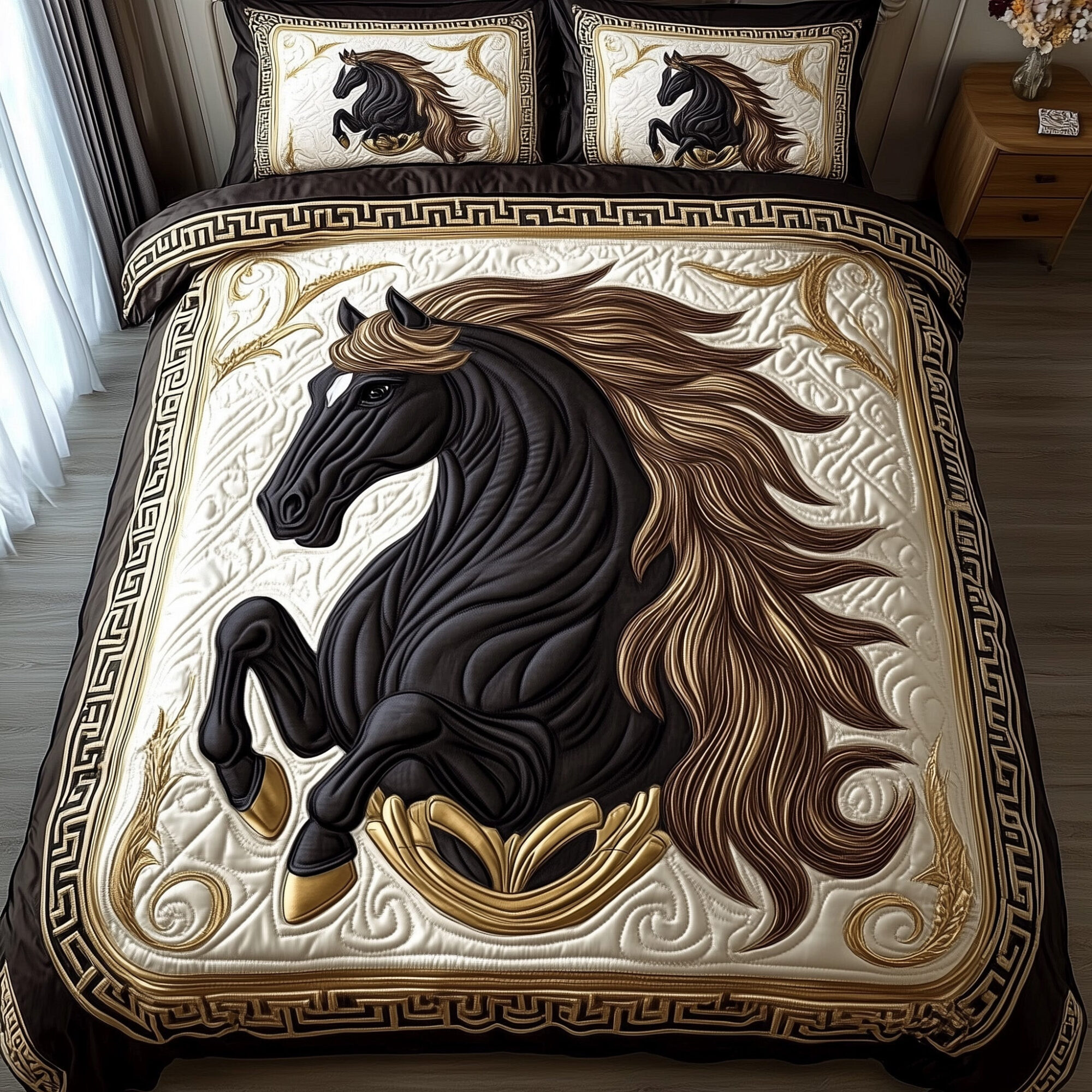 Noble Horse Quilted Bedding Set Noble Horse Rustic Western Bedroom Decor Gifts