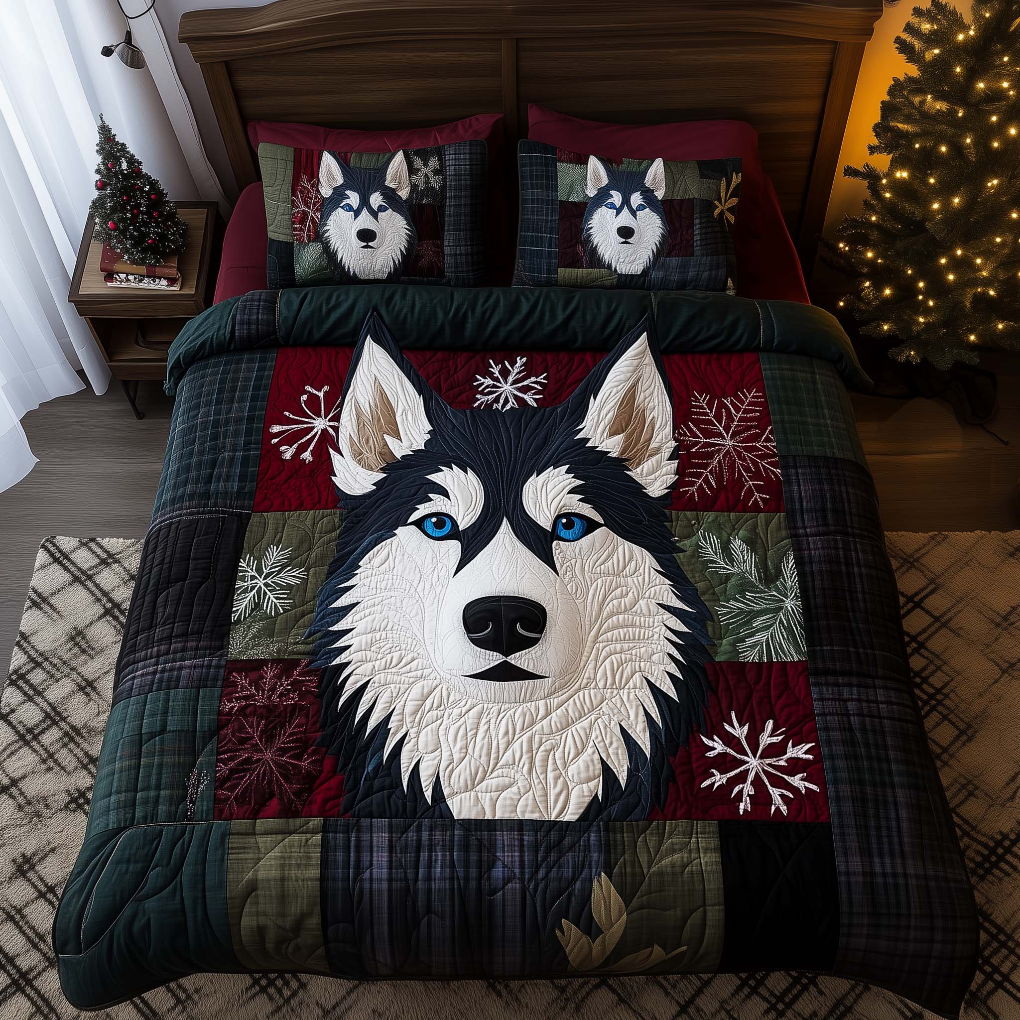 Nordic Husky Quilted Bedding Set Christmas Bed Ideas Xmas Presents For Mother In Law