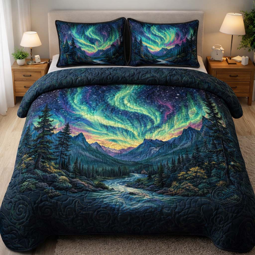 Northern Valley Glow Quilted Bedding Set Queen Bed Set Lighthouse Gift Ideas For Her