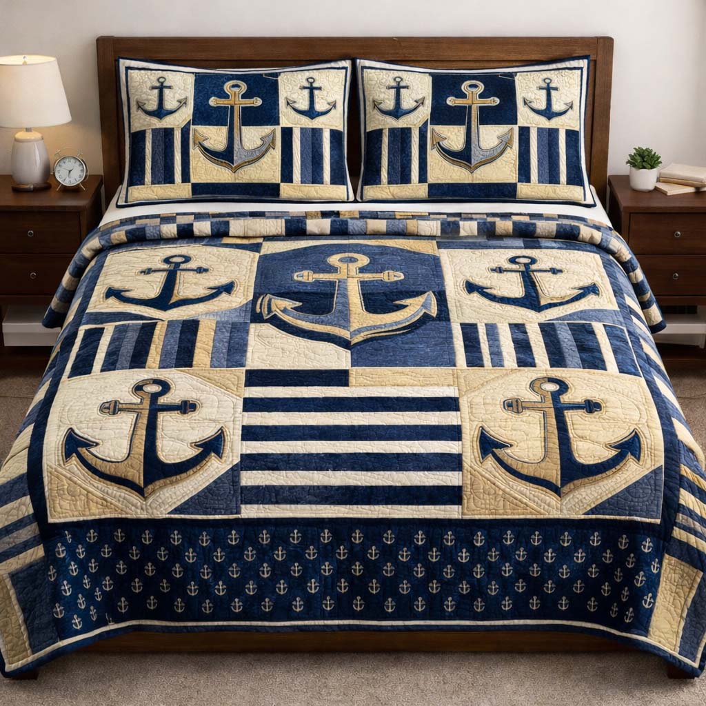 Ocean Anchor Quilted Bedding Set Unusual Bed Sheets Anchor Related Gifts
