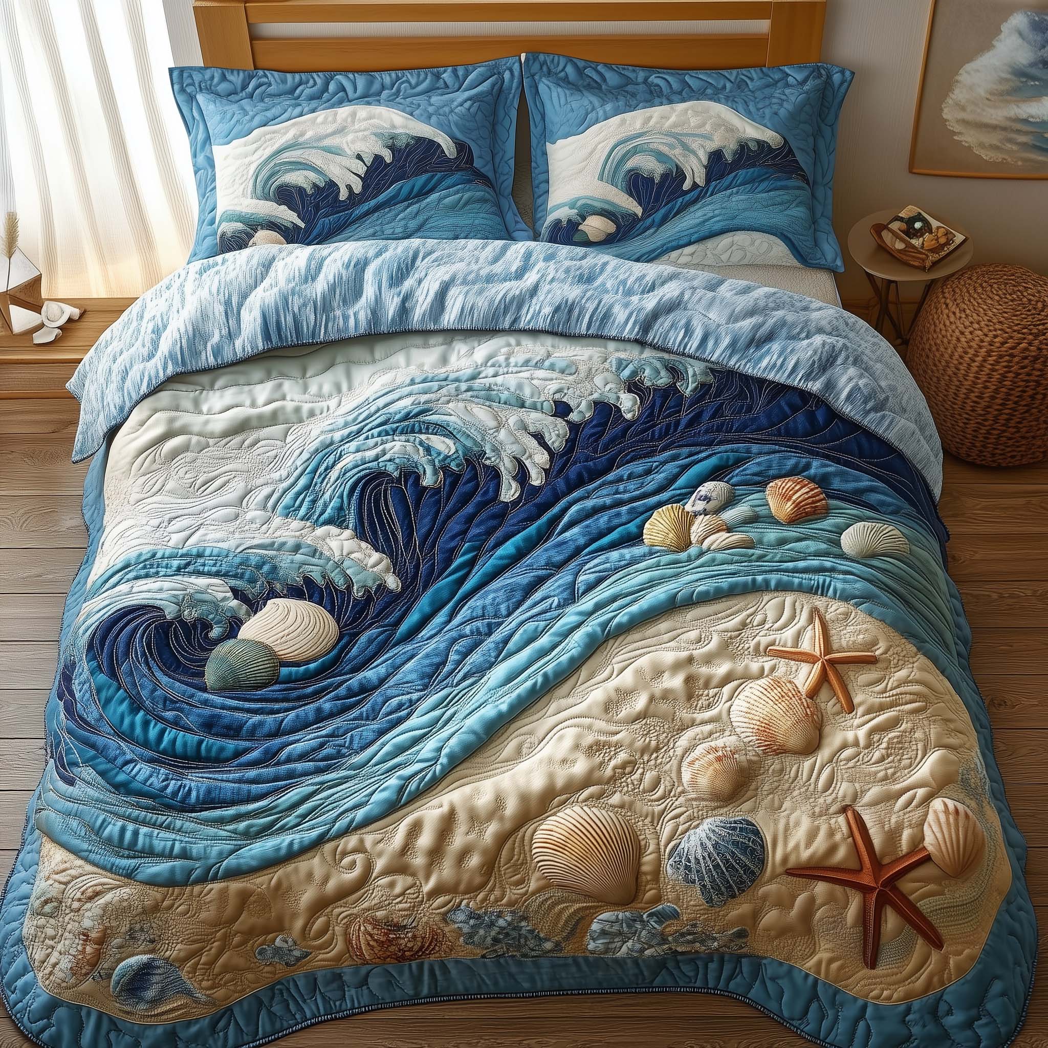 Ocean Breeze Quilted Bedding Set Bed Comforter Set Gifts That Help Sea Turtles