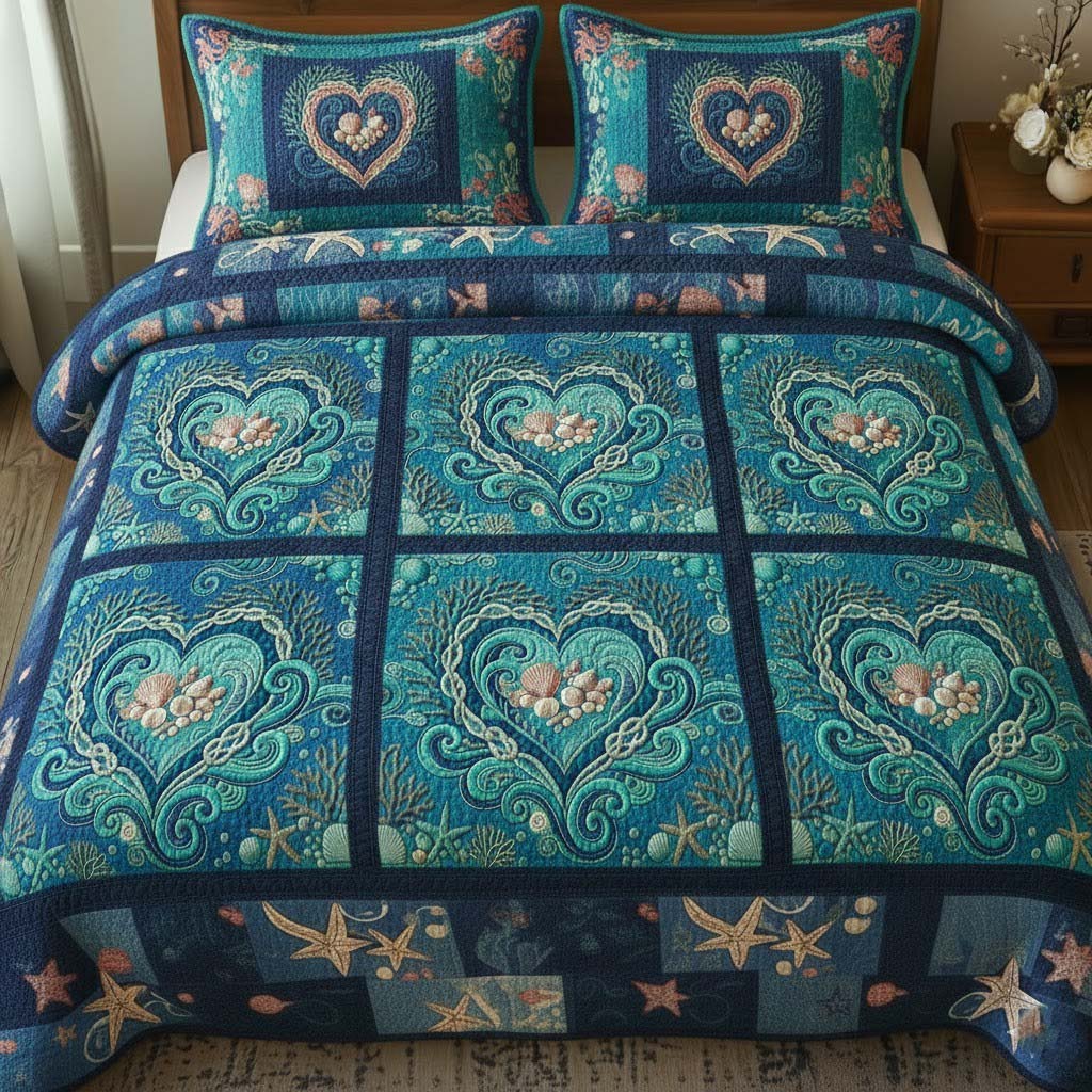 Ocean Breeze Quilted Bedding Set Best Bedsheets Unique Beach Gifts