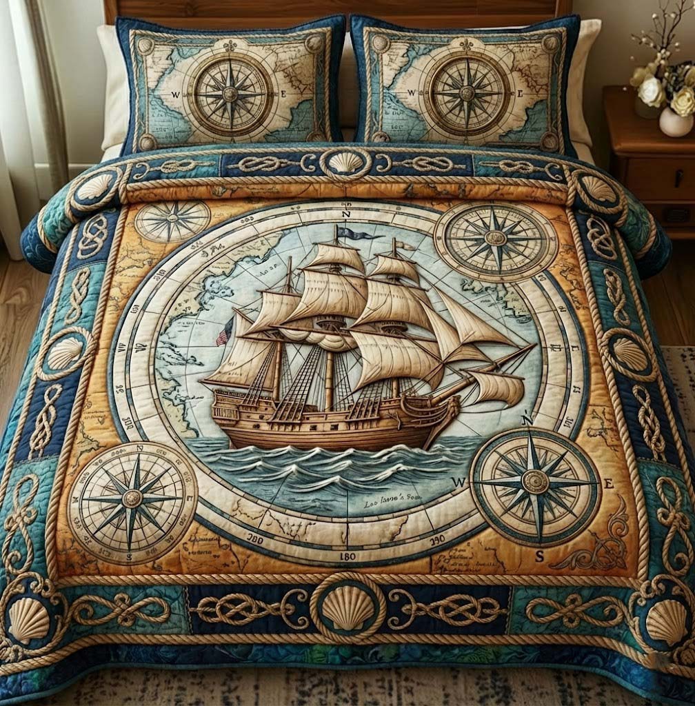Ocean Breeze Quilted Bedding Set Comforter And Sheet Sets Best Gifts For Beach Lovers