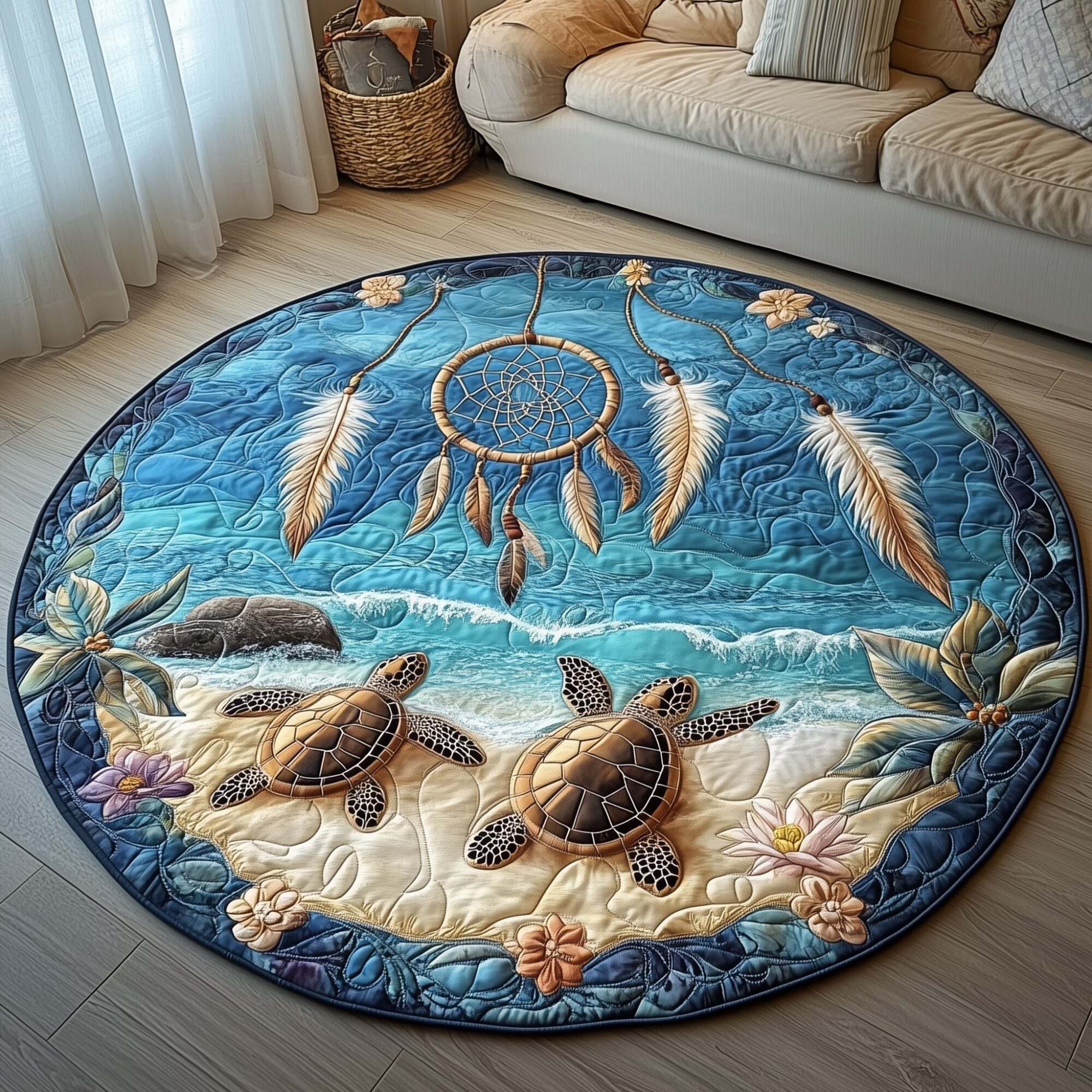 Ocean Guardian Quilted Round Mat Beautiful Quilted Round Mat Gift for Loved Ones