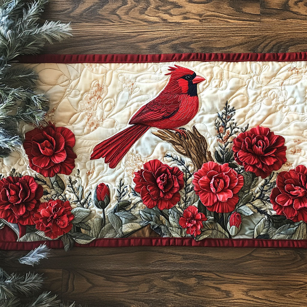 Ohio Blossoming Pride Quilted Table Runner Dinner Table Decor Gifts For Cardinal Lovers