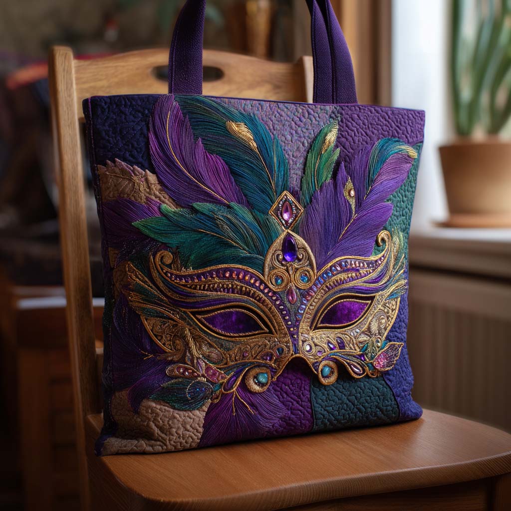 Parade Vibes Quilted Tote Bag Shoulder Bag Mardi Gras Gift Ideas