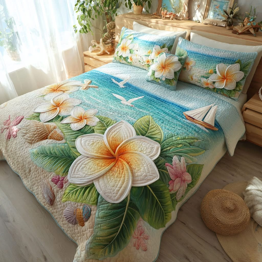 Paradise Shore Quilted Bedding Set Beach Vibes Bed Decor Best Mother's Day Gifts