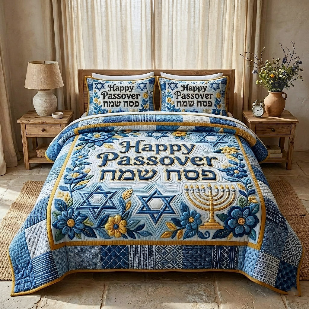 Passover Heritage Quilted Bedding Set Quilt Comforter Sets Pesach Gifts