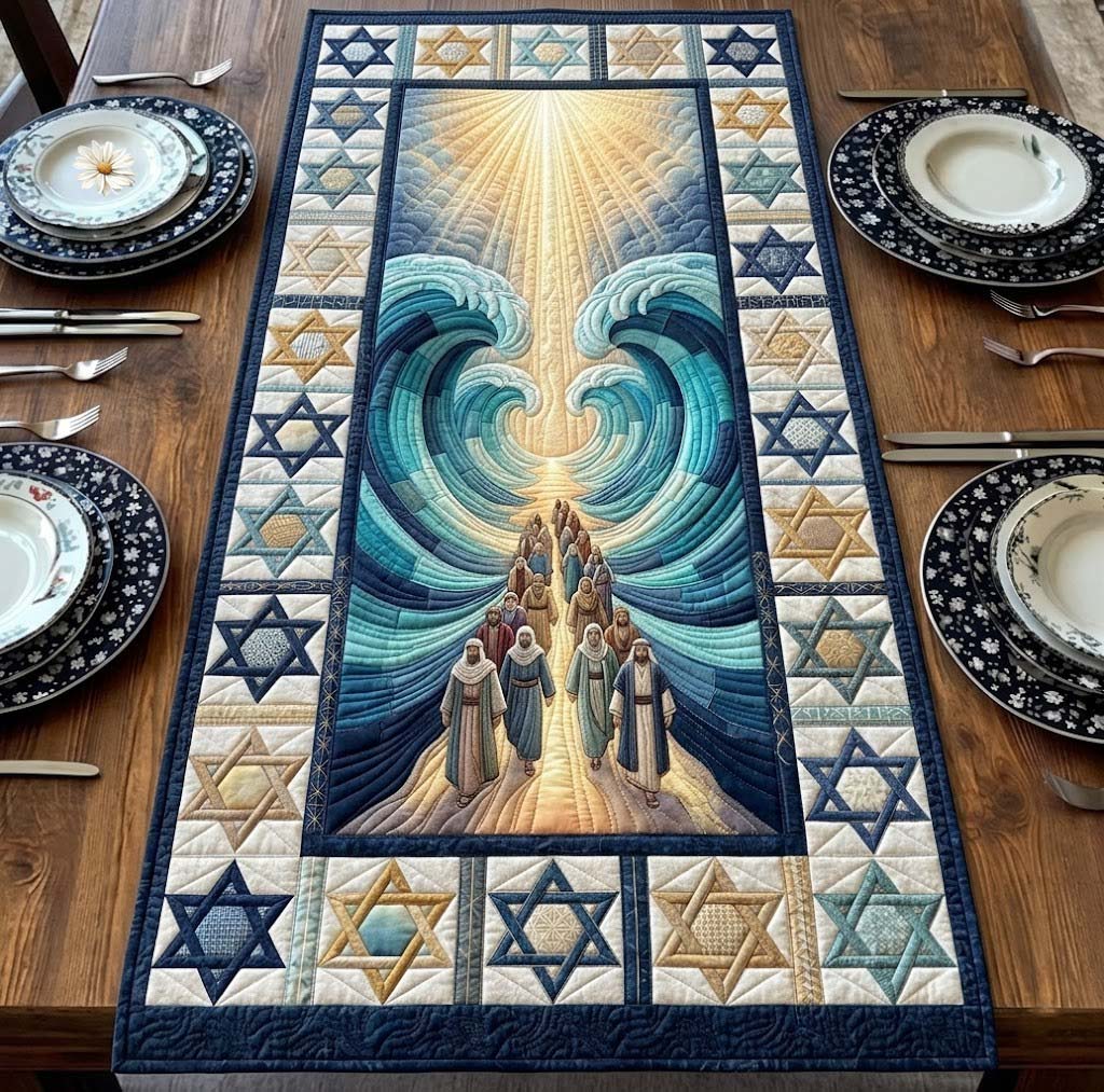 Passover Heritage Quilted Table Runner Passover Table Decor Happy Passover Gift