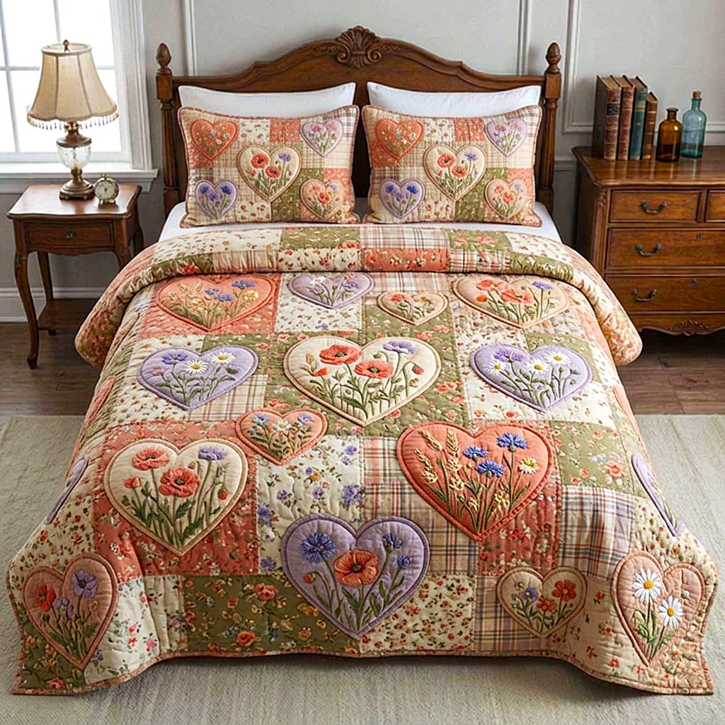 Patchwork Garden Quilted Bedding Set Bedroom Decor Meaningful Gifts For Mom