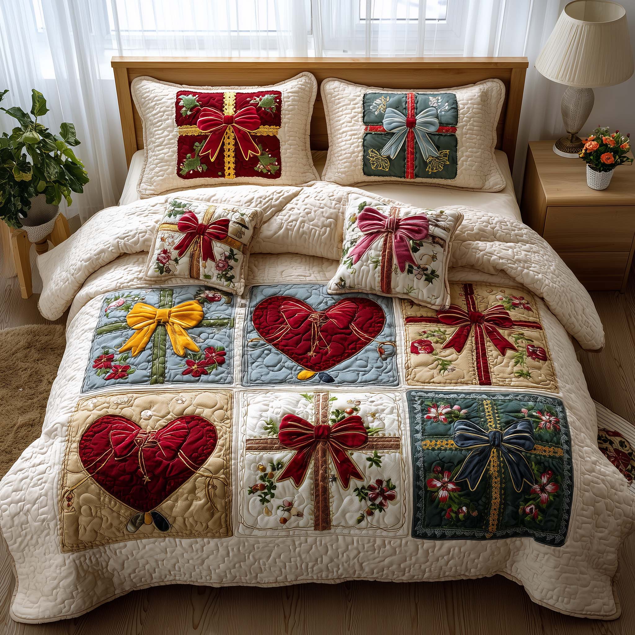 Patchwork Gifts Quilted Bedding Set Cozy Bedroom Ideas Mother's Day Delivery Gifts