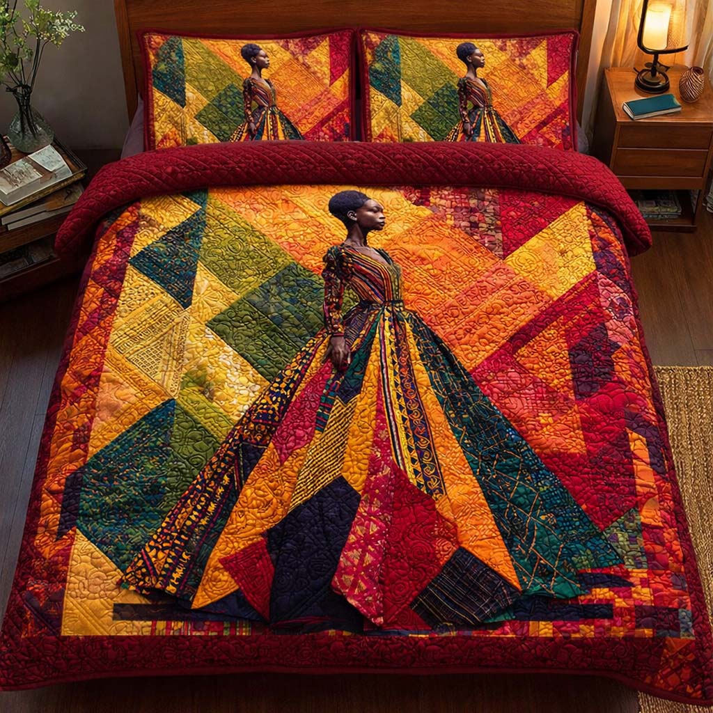 Patchwork Queen Quilted Bedding Set Nice Bed Sheet Sets Black Women Melanin Gifts