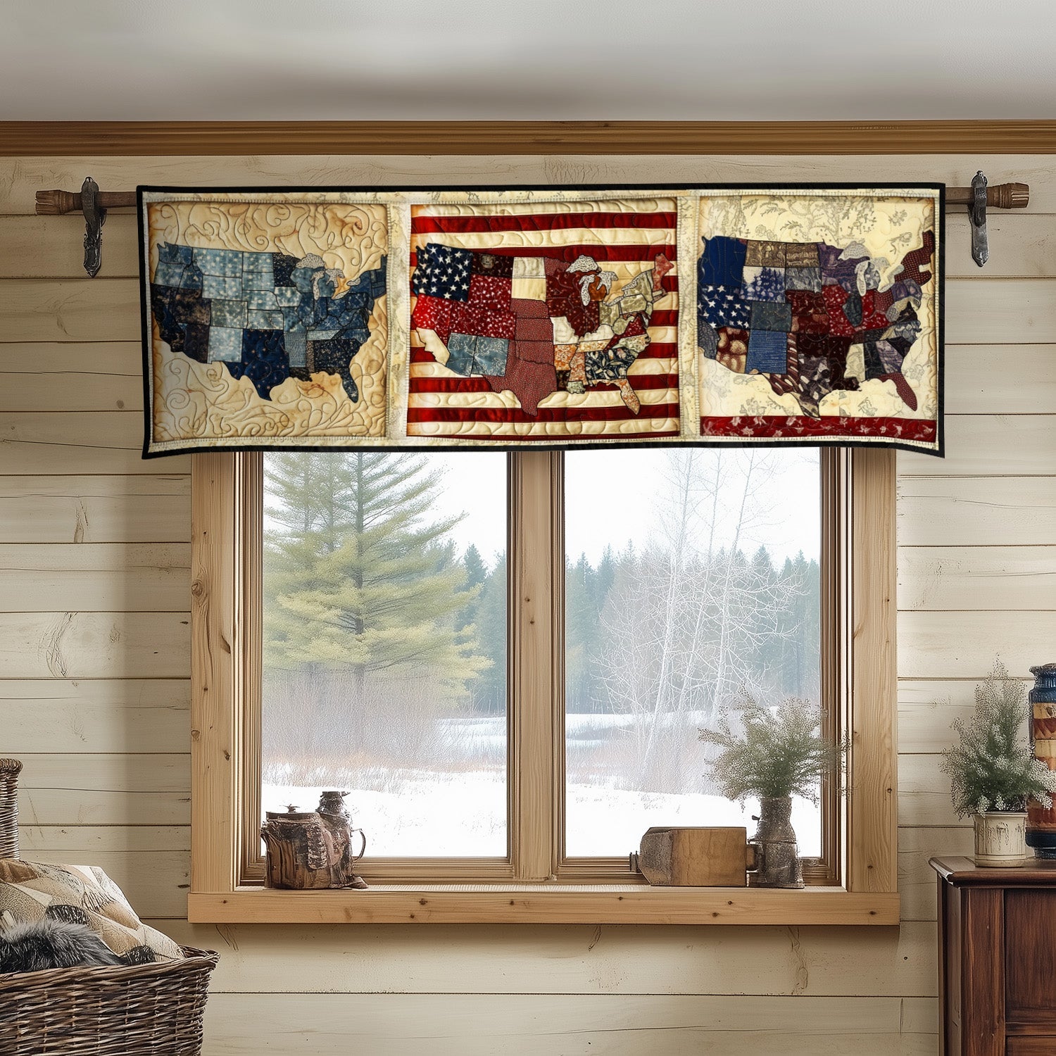 Patchwork States Quilted Valance Home Front Door Design 4Th Of July Party Gifts