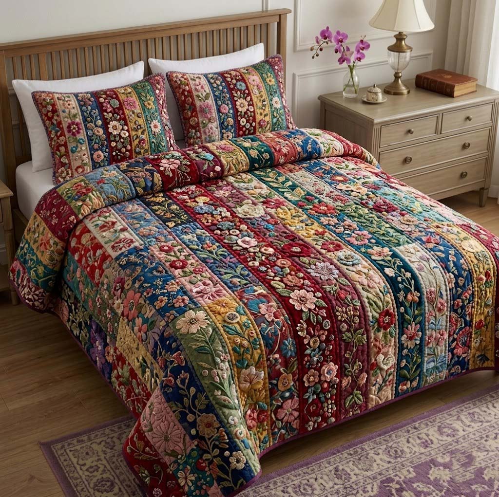 Patchy Bloom Quilted Bedding Set Good Sheet Sets Bonus Mom Gifts Mother's Day Ideas