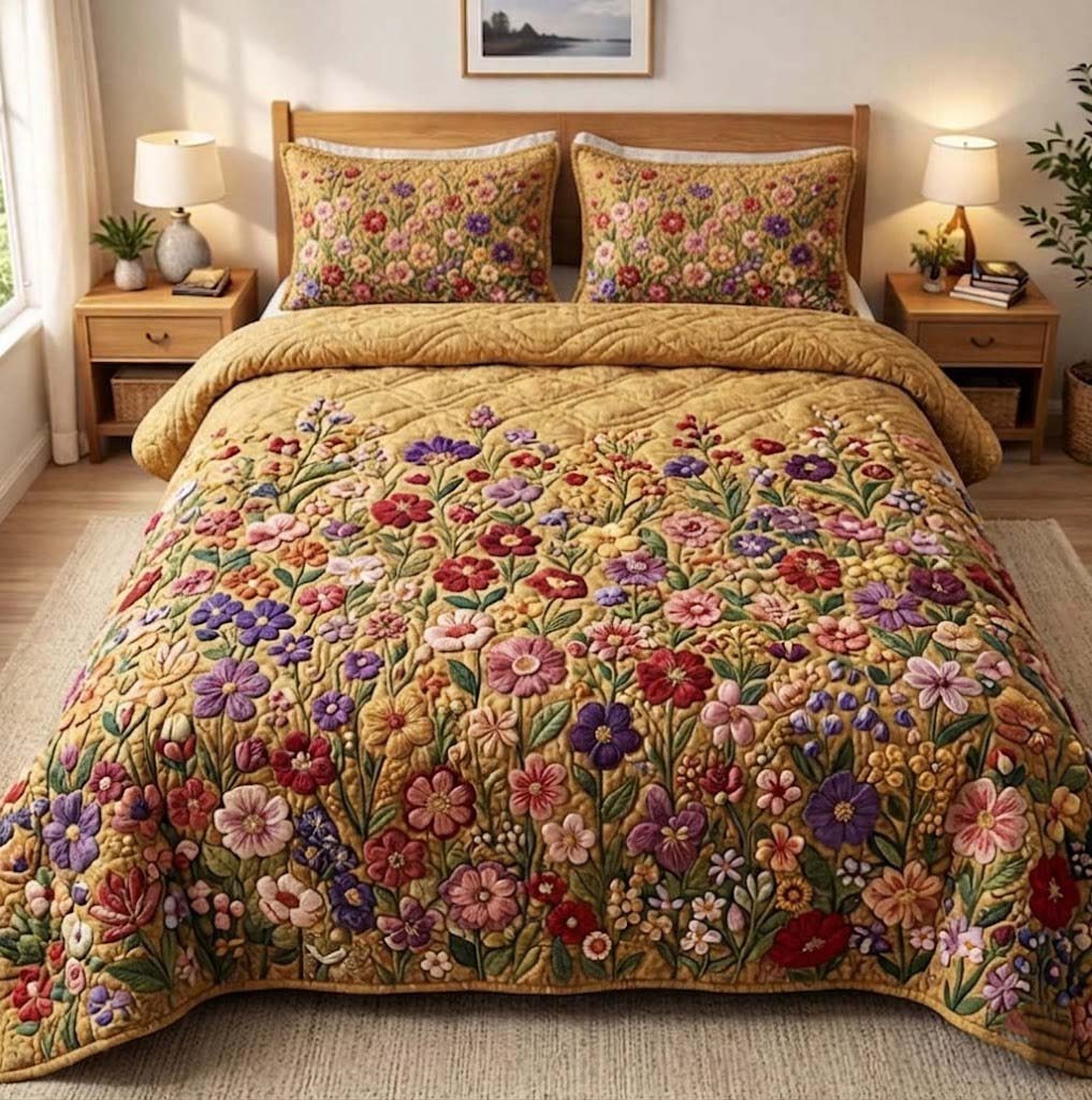 Patchy Bloom Quilted Bedding Set Great Sheet Sets Awesome Mother's Day Gifts 2026