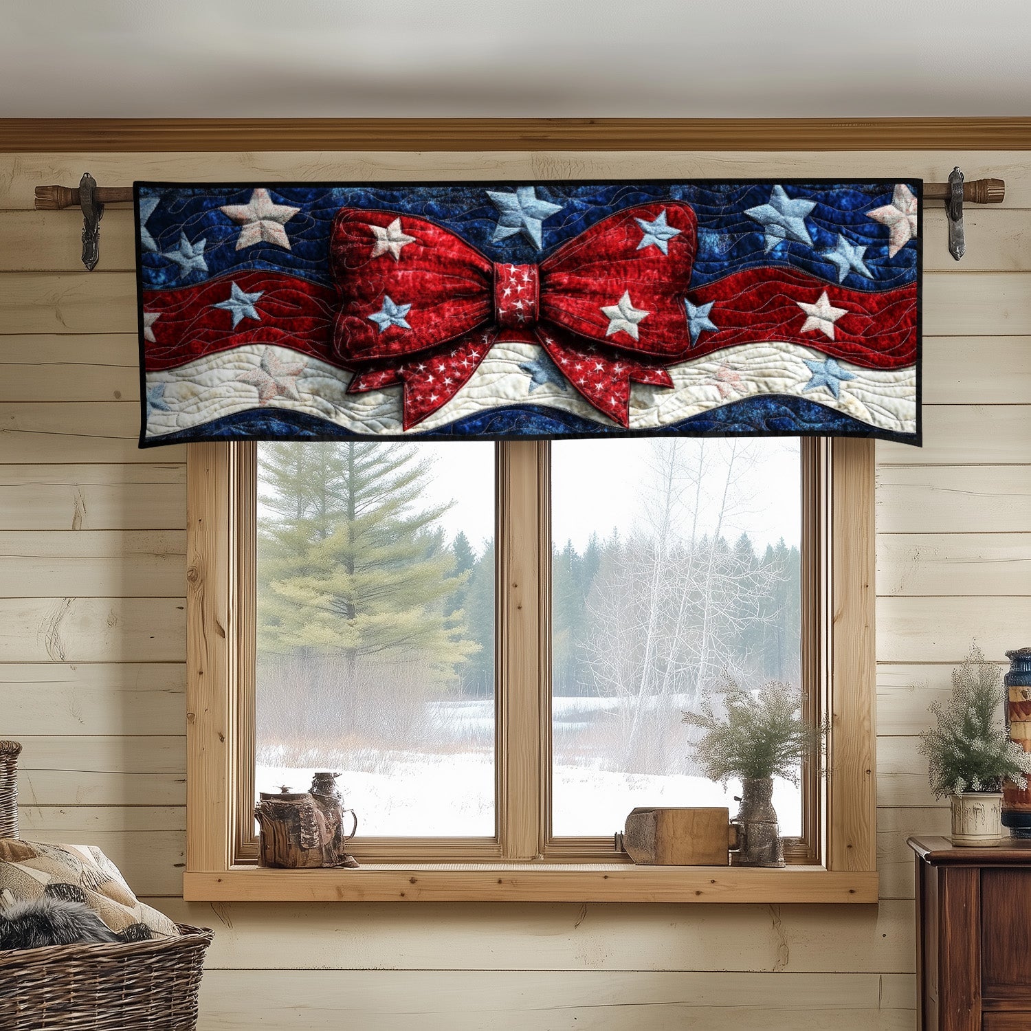 Patriotic Bow Quilted Valance Entryway Christmas Decor Ideas Best 4Th Of July Gifts