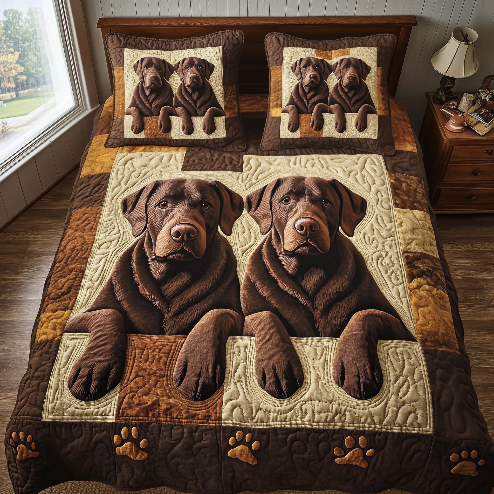 Paw Love Quilted Bedding Set Best Bedsheets Labrador Presents