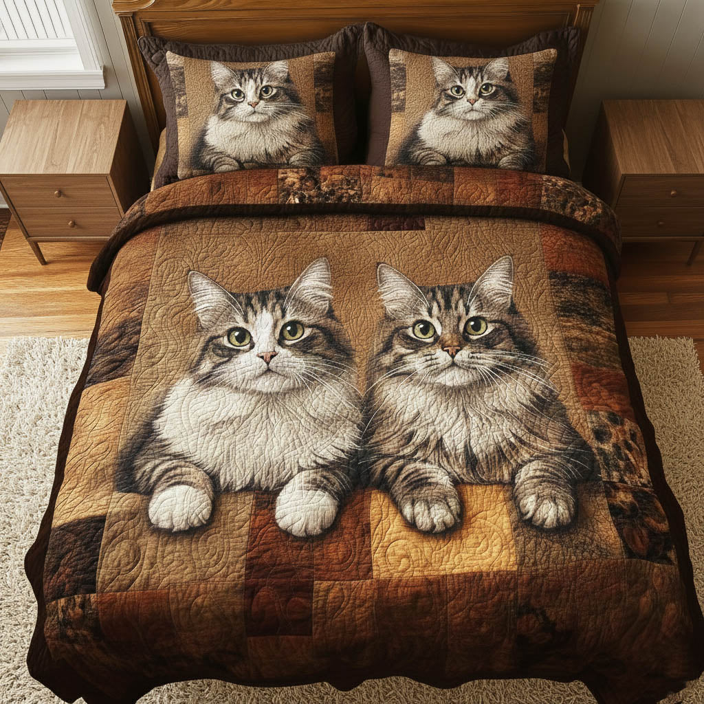 Pawfect Gang Quilted Bedding Set Best King Sheets Gifts For A Cat Lover
