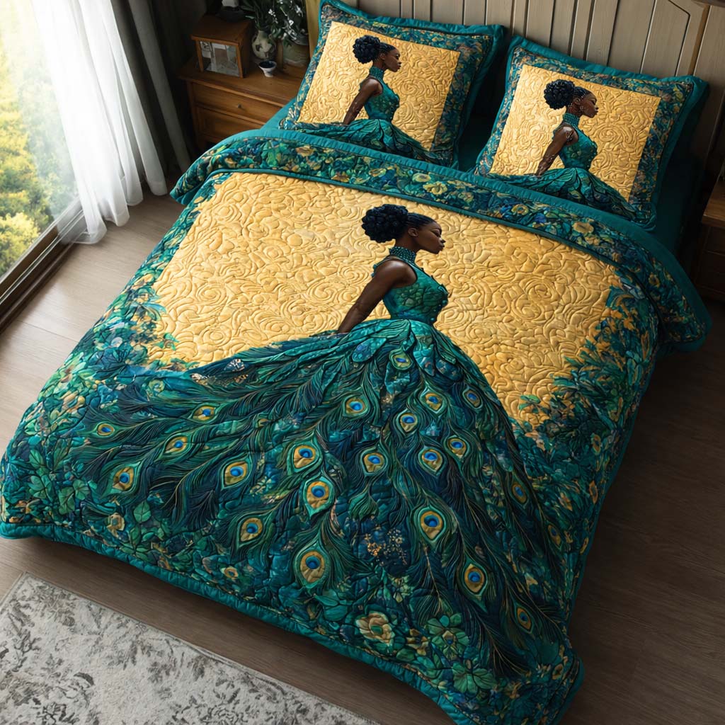 Peacock Elegance Quilted Bedding Set Nice Bed Sheet Sets African American Gifts For Women