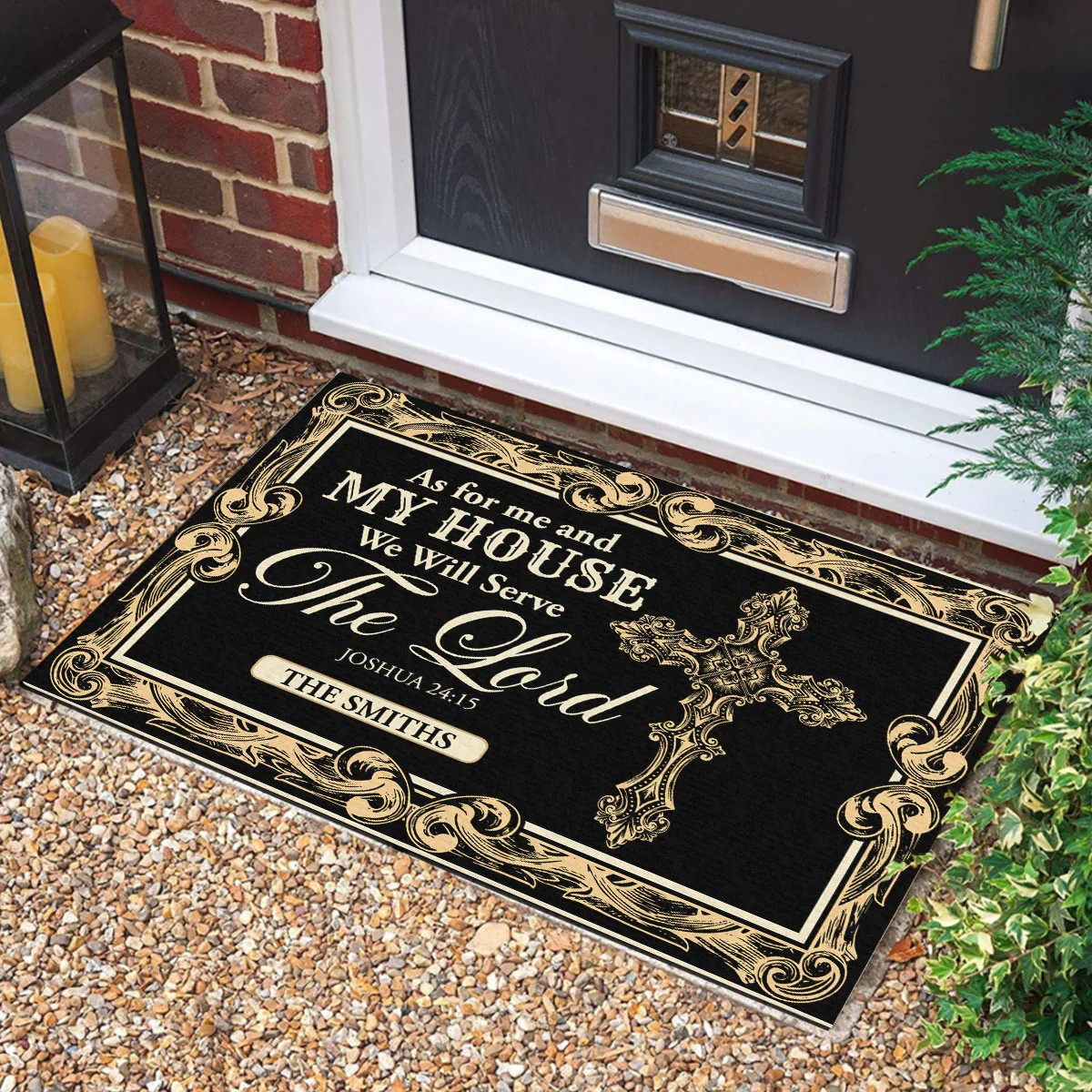 Personalized As For Me And My House We Will Serve The Lord Doormat Faith Based Doormat