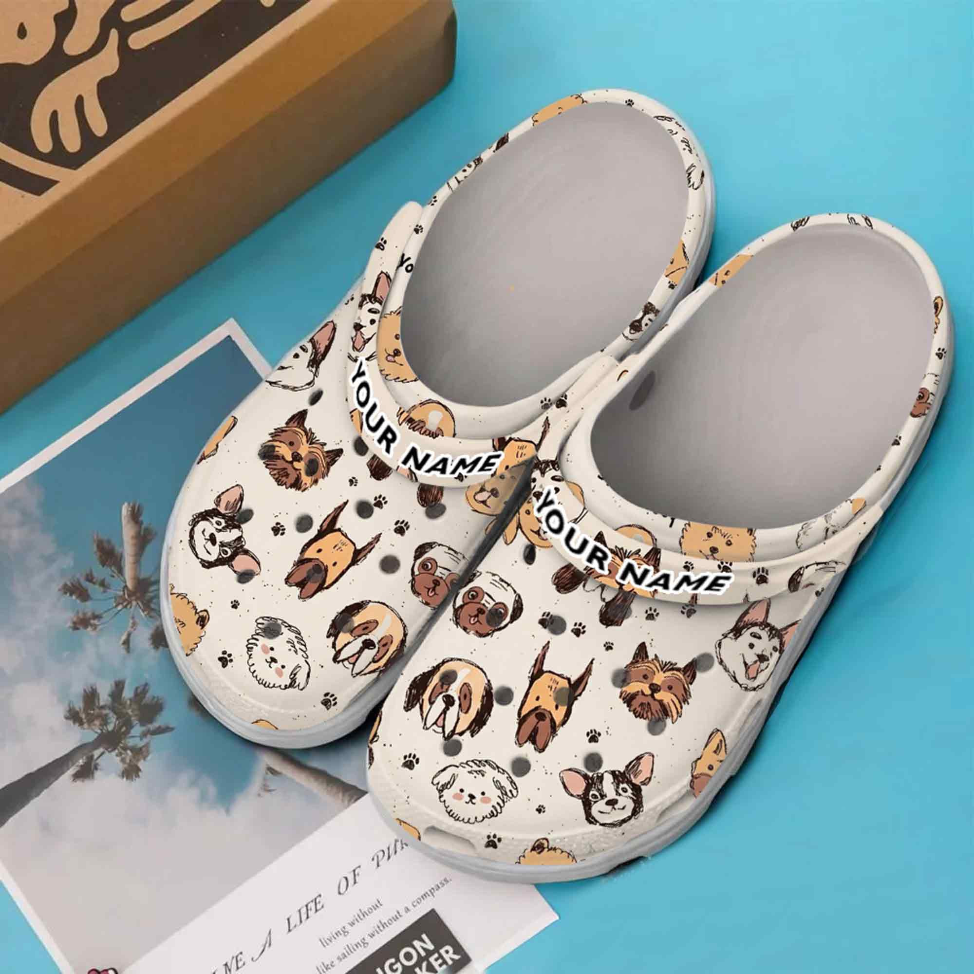 Personalized Cute Dog Breeds Clogs Cartoon Puppy Merch Gift For Dog Lovers