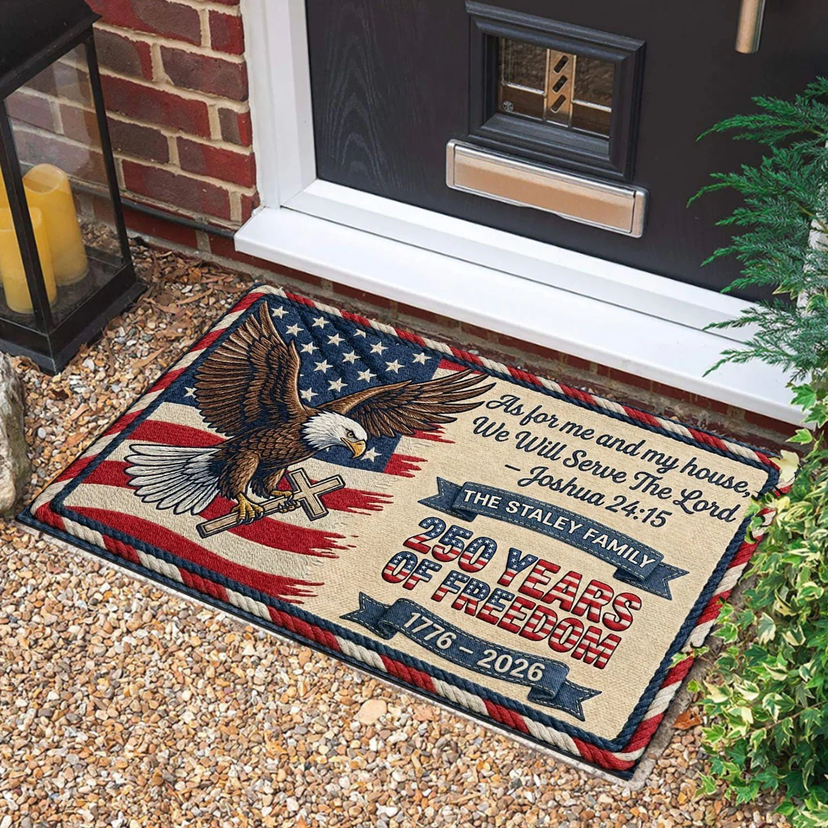 Personalized Eagle USA 250 Years Of Freedom Doormat 4Th Of July Decor Gifts For 4Th Of July
