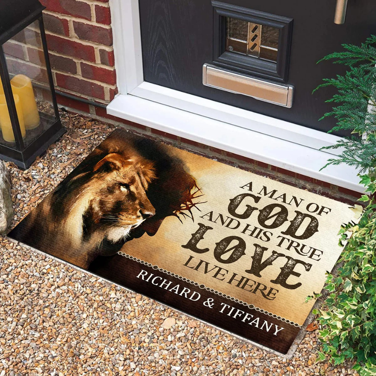 Personalized Lion Of Judah A Man Of God Doormat Christian Doormat Custom Gifts Idea