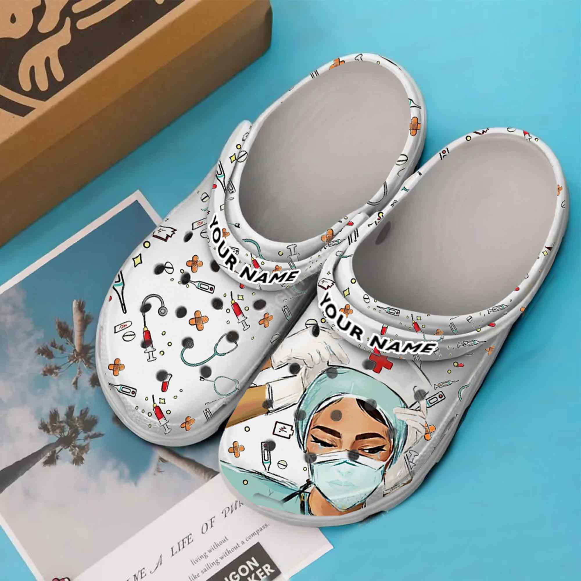 Personalized Nurse Queen Clogs Medical Scrubs Girl Merch Gift for Nurses