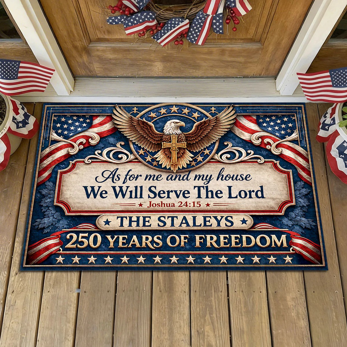 Personalized USA 250 Years Of Freedom Doormat 4Th Of July House Decorations Gift For Patriots