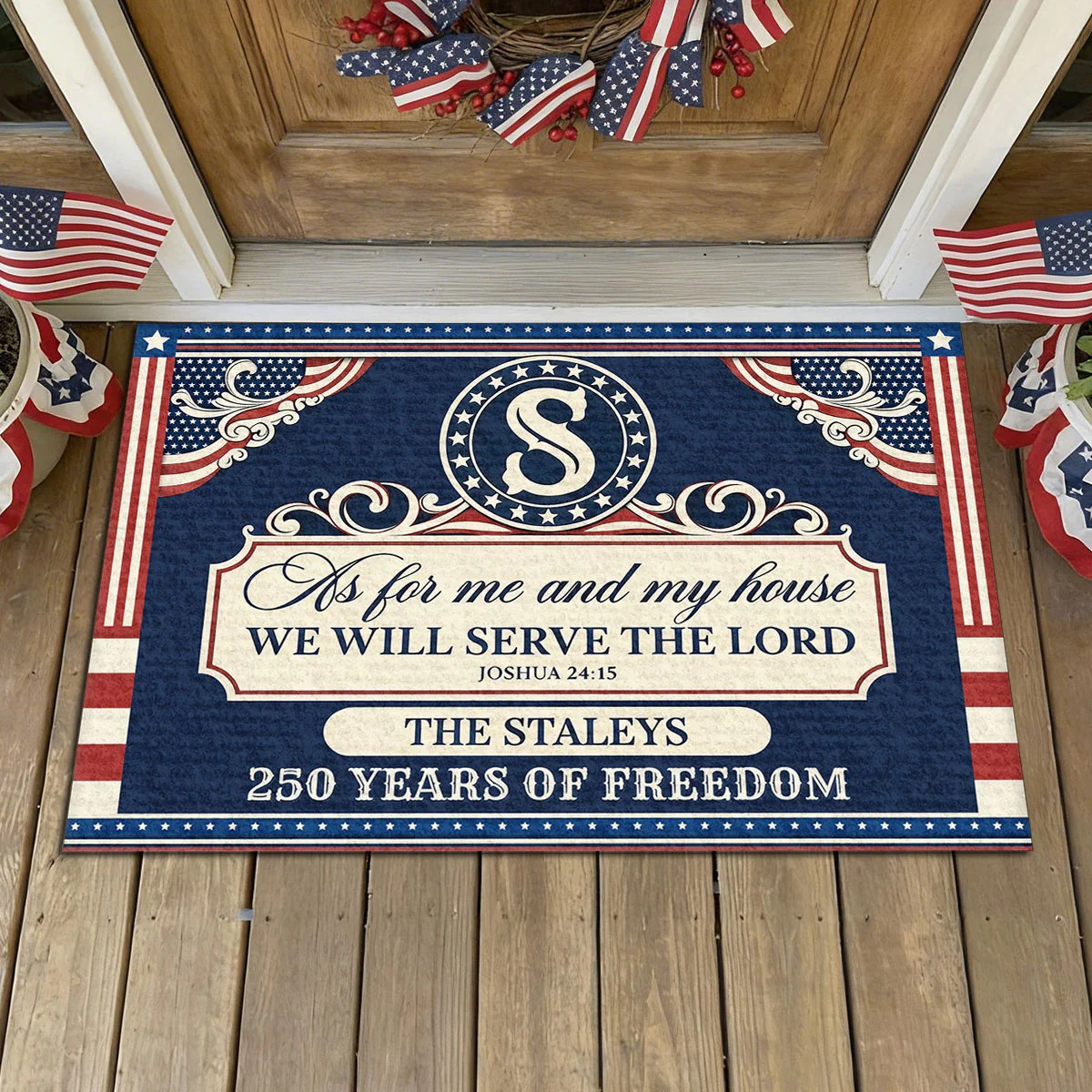 Personalized USA 250 Years Of Freedom Doormat Custom July 4 Doormat 4Th Of July Present