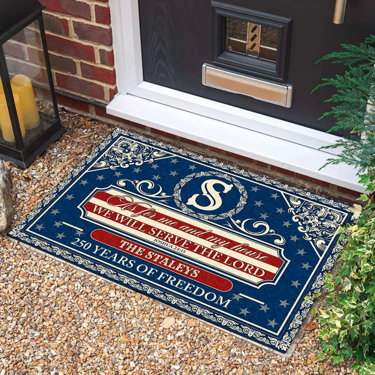 Personalized USA 250 Years Of Freedom Doormat Patriotic Home Decor Custom 4Th Of July Doormat