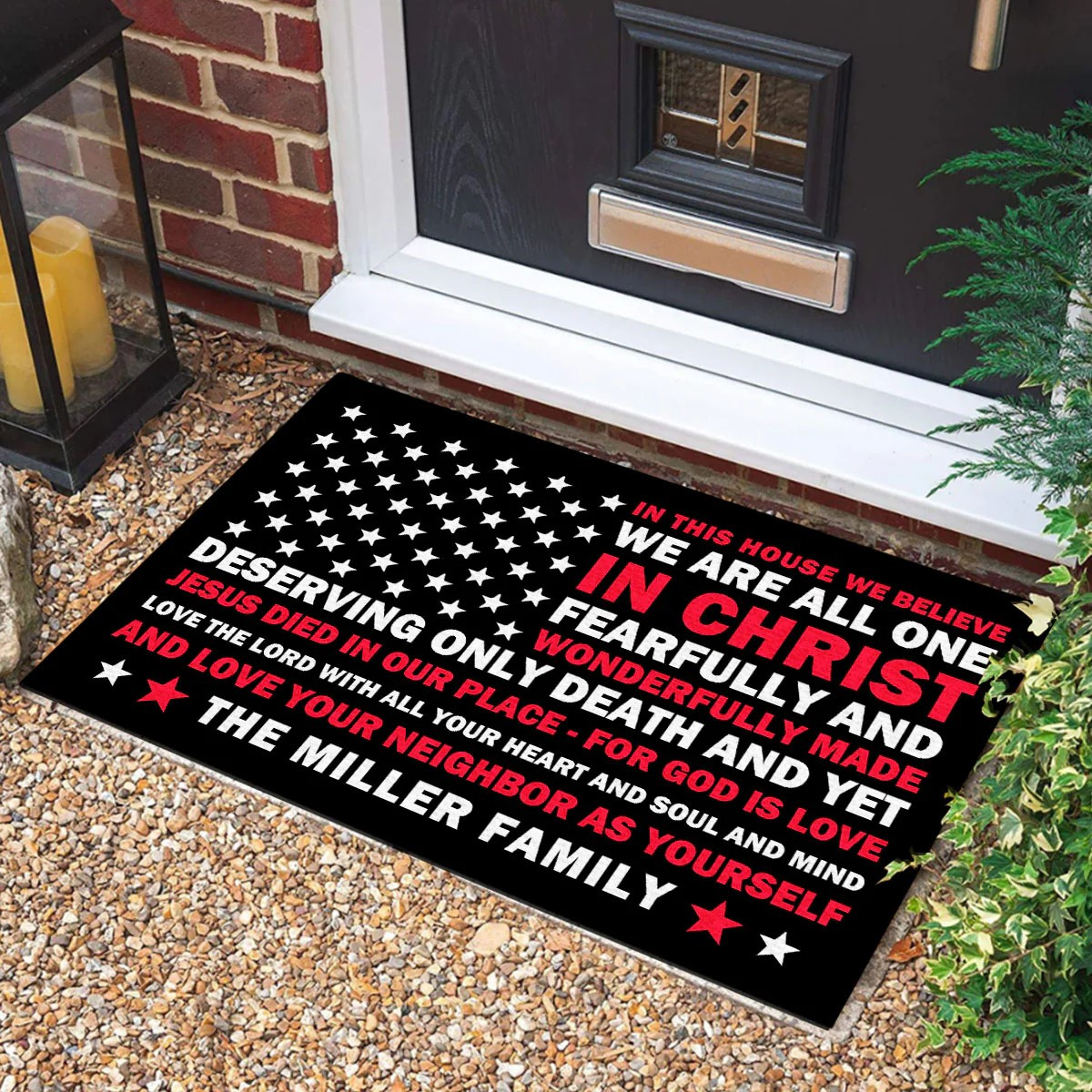 Personalized We Are All One In Christ Doormat Independence Day Decor Gift For Patriots