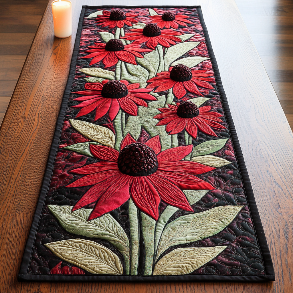 Petal Beauty Quilted Table Runner Spring Floral Table Runner Good Gifts For Mom