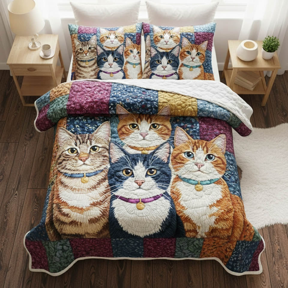 Playful Kittens Quilted Bedding Set Best Sheet Sets Presents For Cat Owners