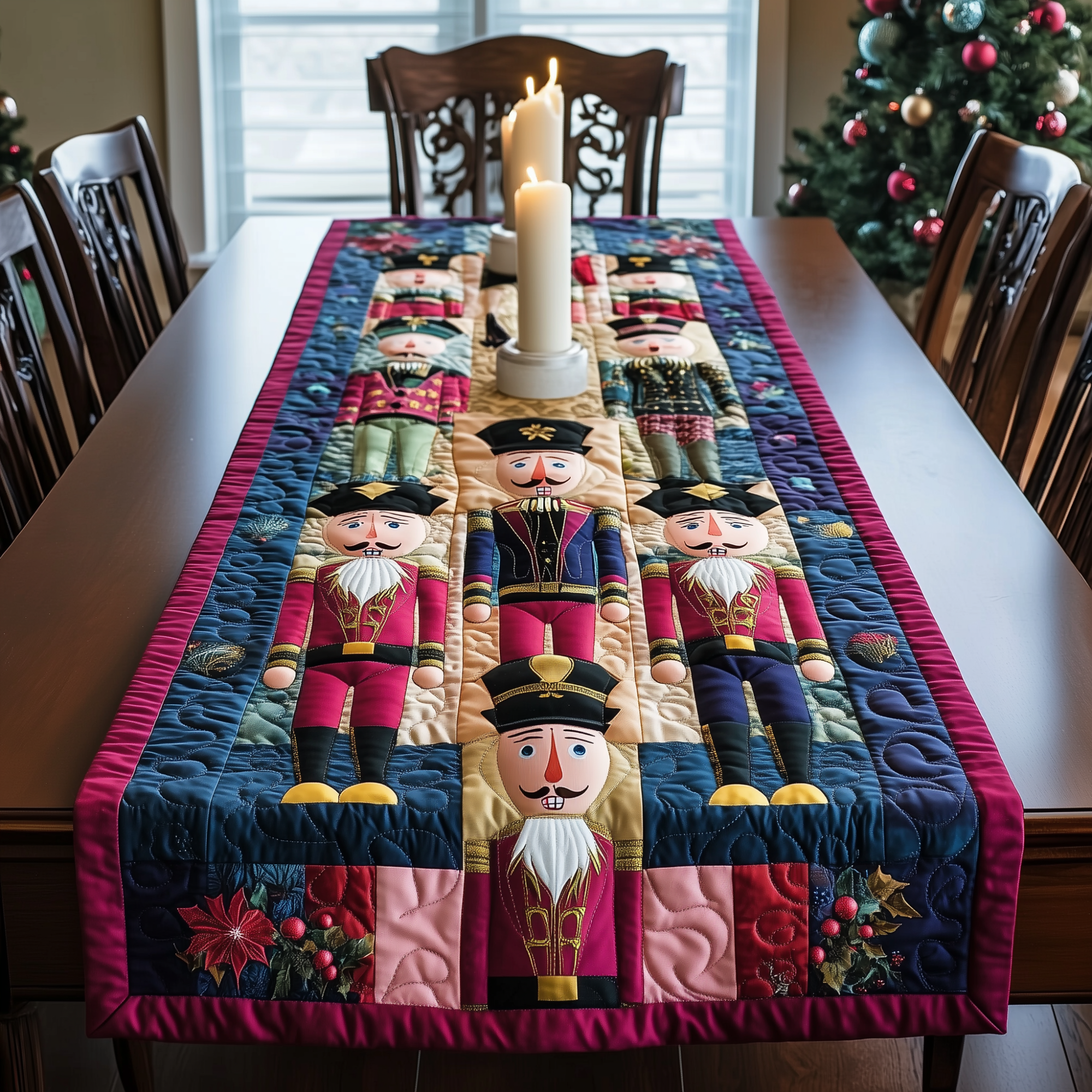 Playful Nutcracker Quilted Table Runner Best Christmas Dinner Table Decorations Cool Gifts For Christmas Holiday