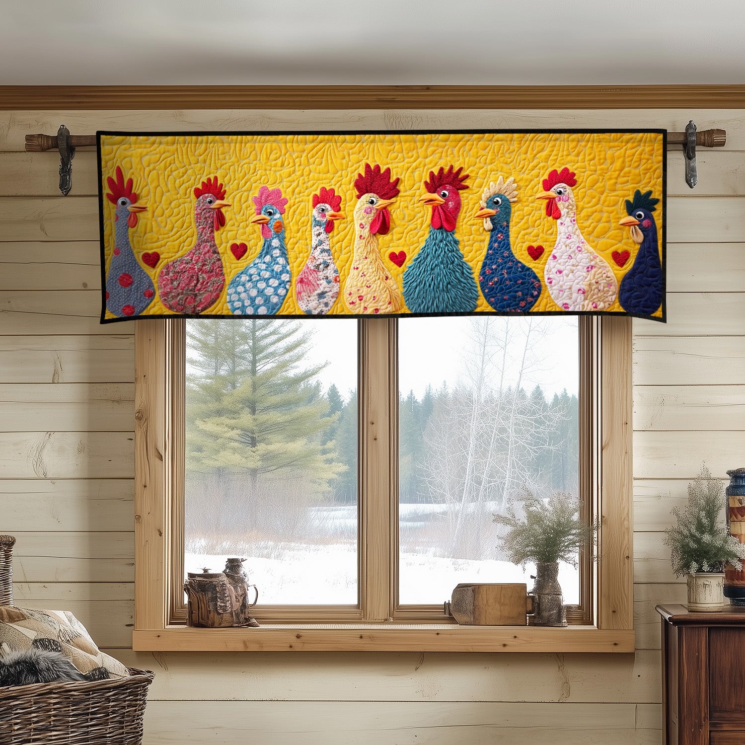 Playful Patchwork Chickens Quilted Valance Entryway Christmas Decor Ideas Christmas Present For Farmer