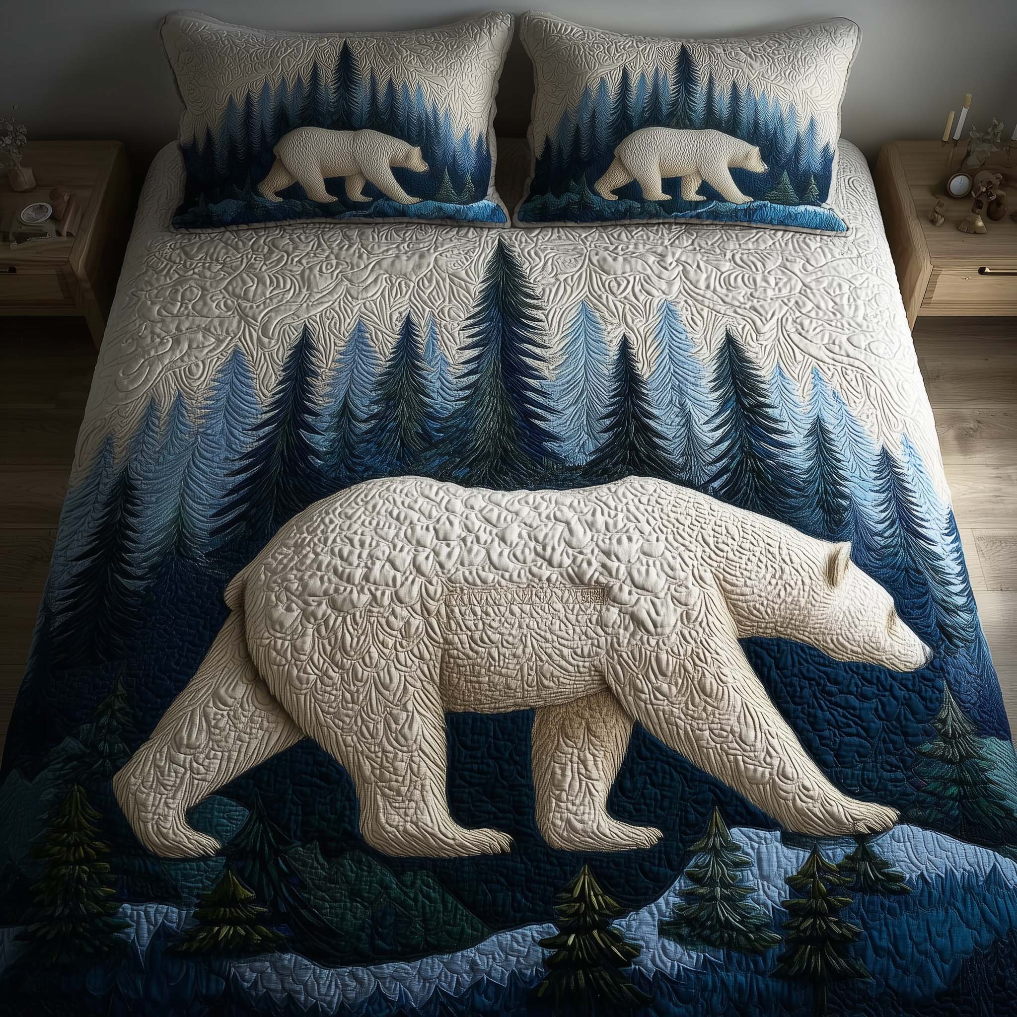 Polar Bear Quilted Bedding Set Bedroom Ideas Bear Theme Gifts