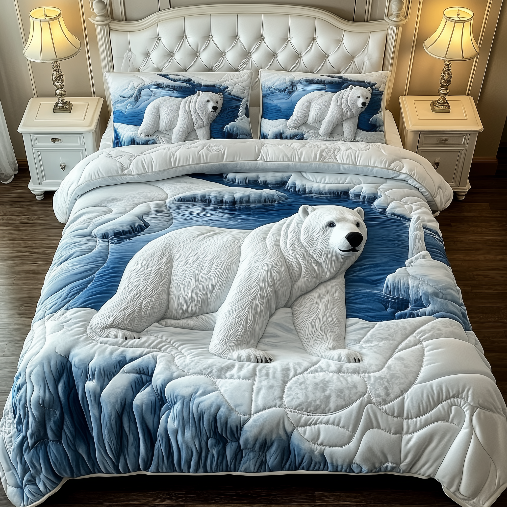Polar Bear Quilted Bedding Set Nice Bedding Sets Unique Gifts For Bear Lovers