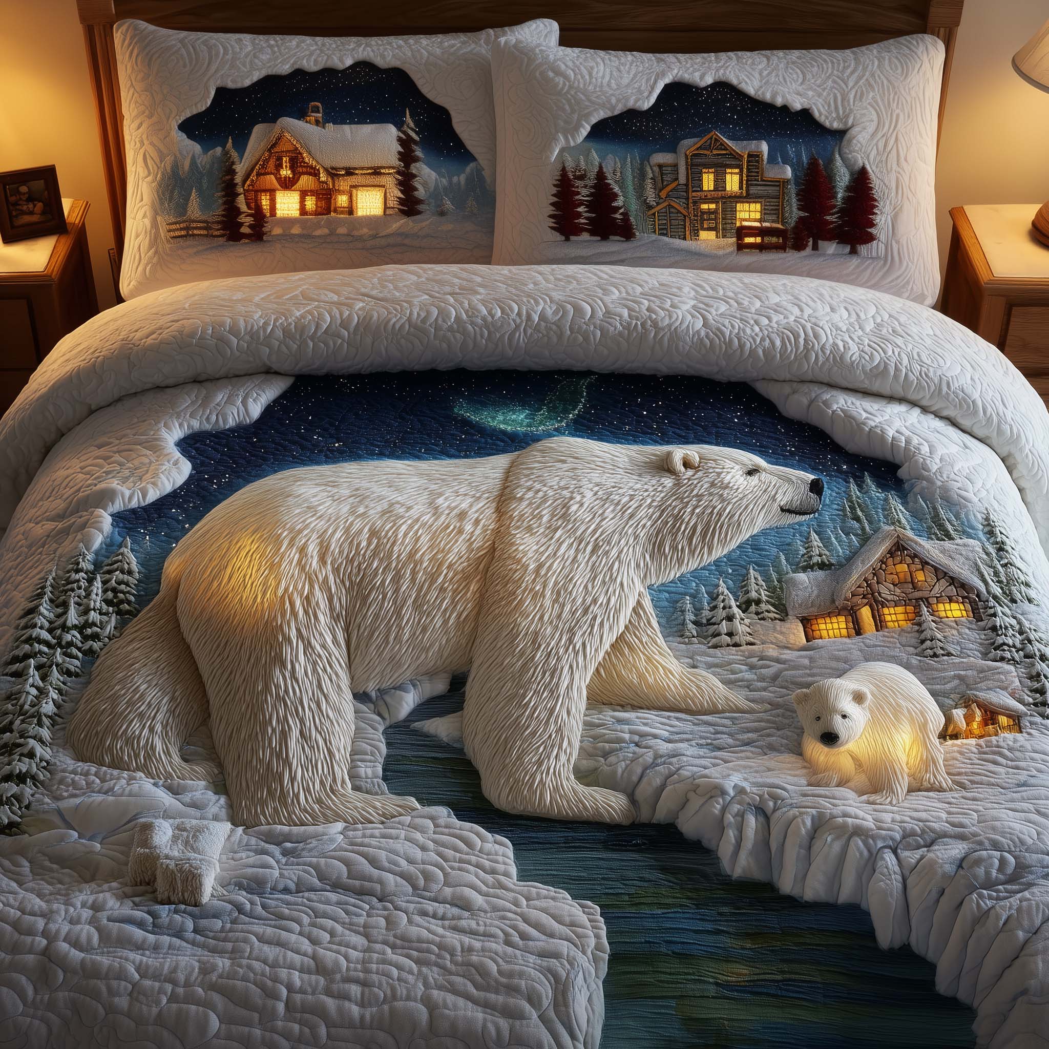 Polar Bear Quilted Bedding Set Over The Bed Decor Best Bear Gift Ideas