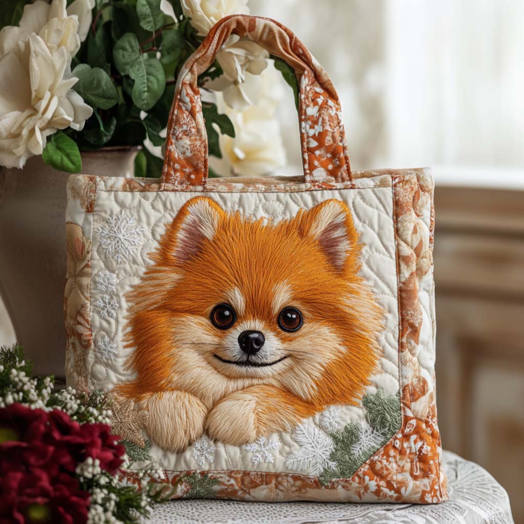 Pom Snow Charm Quilted Tote Bag Xmas Tote Bags Christmas Gifts For Wife