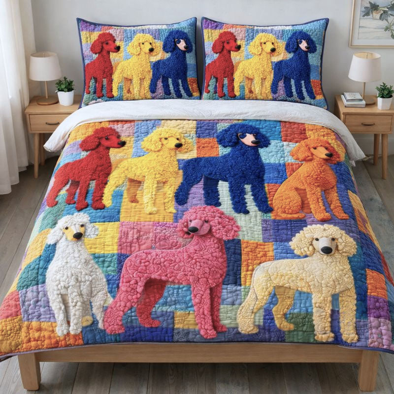 Poodle Gang Quilted Bedding Set Unusual Bed Sheets Poodle Themed Gifts