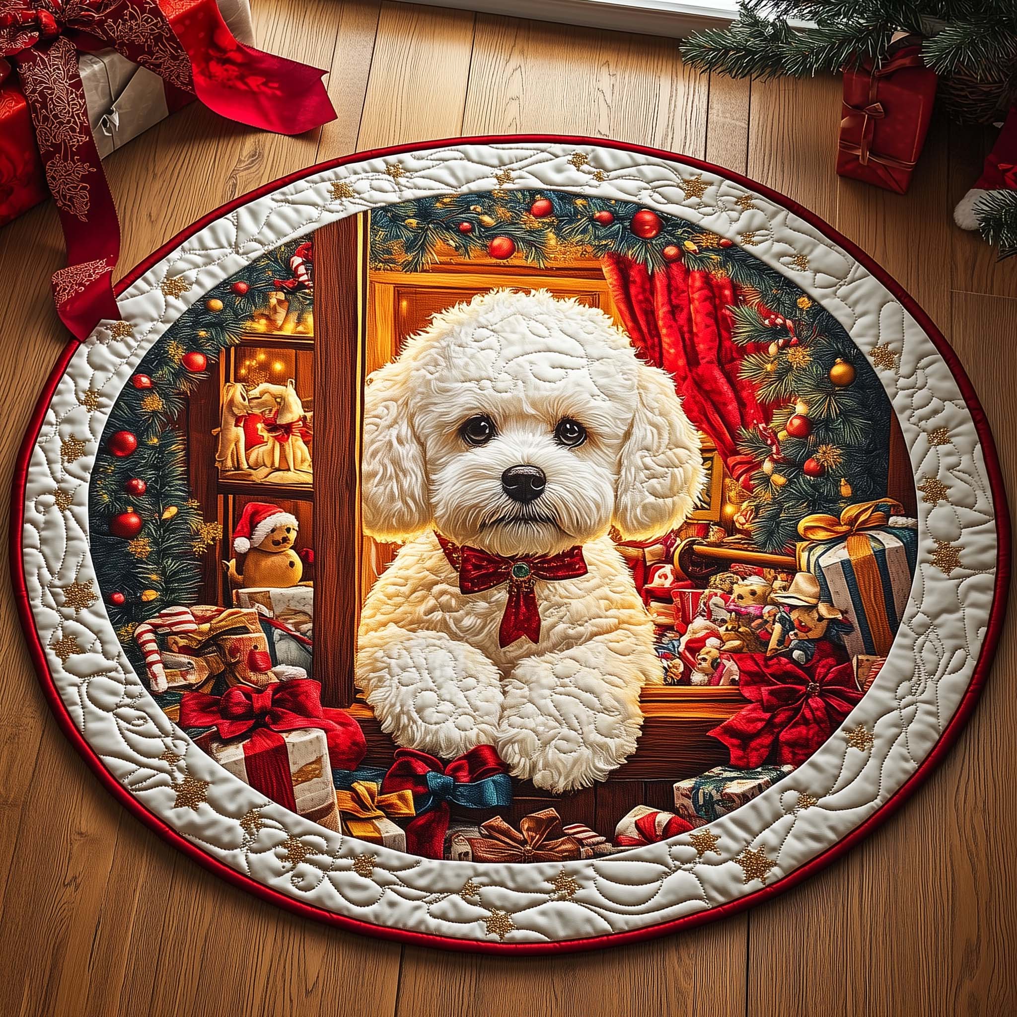 Poodle Quilted Round Mat Gftoqm81 Vibrant Quilted Round Mat to Brighten Your Room