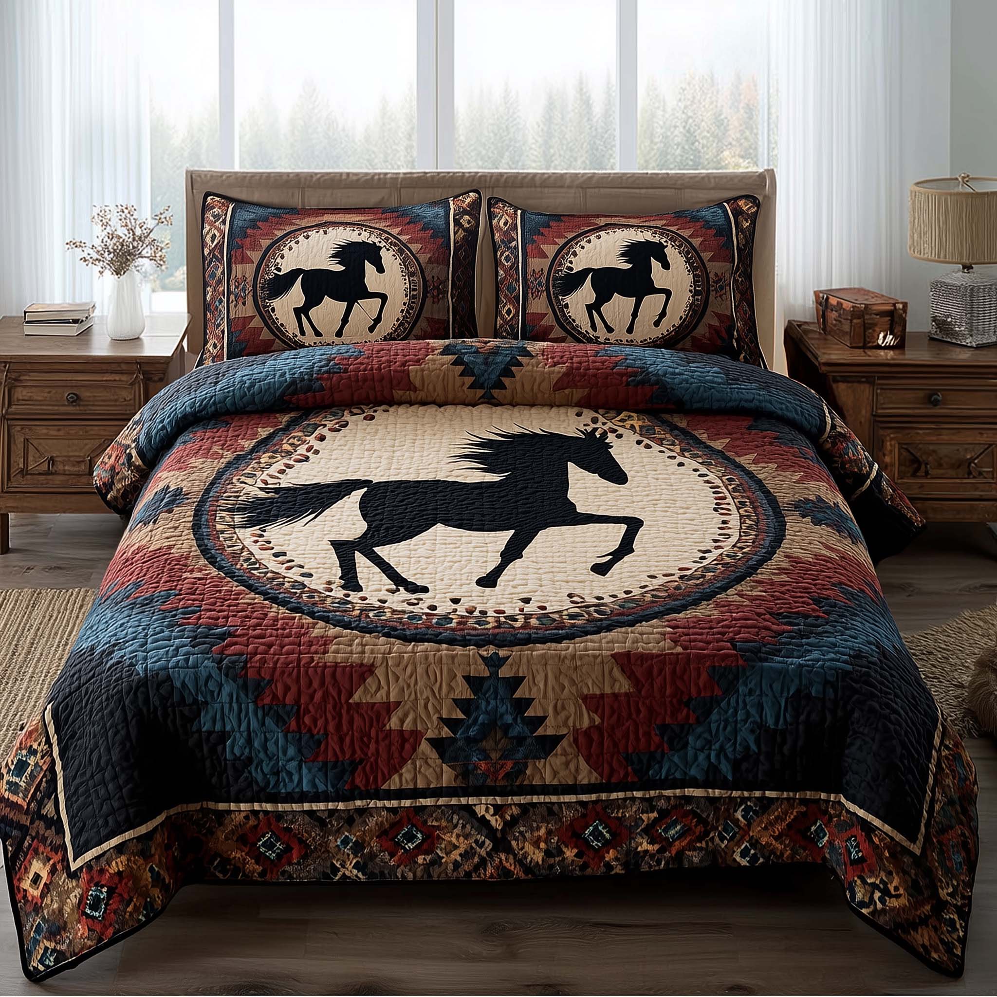 Prairie Horse Quilted Bedding Set Bed Decor Native American Gifts Online